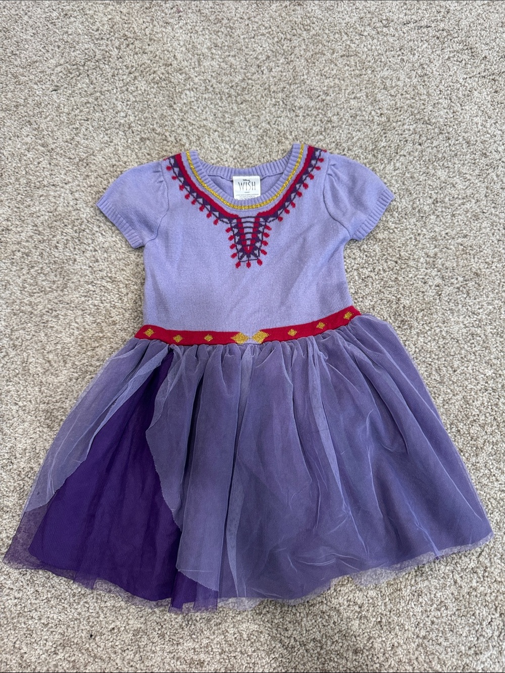 Disney Wish 4T Purple Tulle Princess Dress with Red Trim